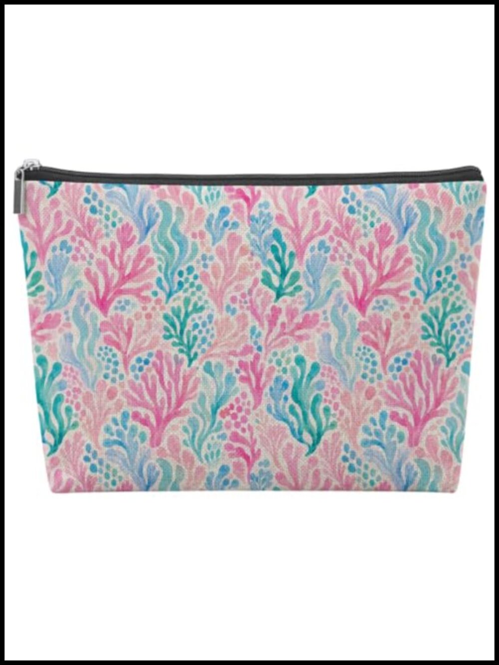 Linen Mahjong Tile Storage Bag Zippered Travel Tote 13x7.8in